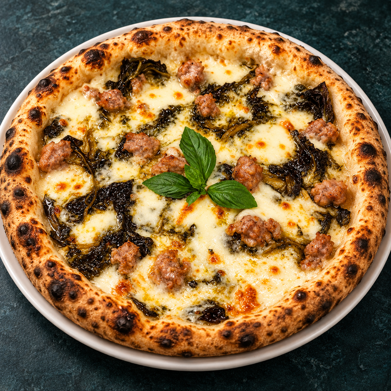 Pizza napoletana con salsiccia e friarielli